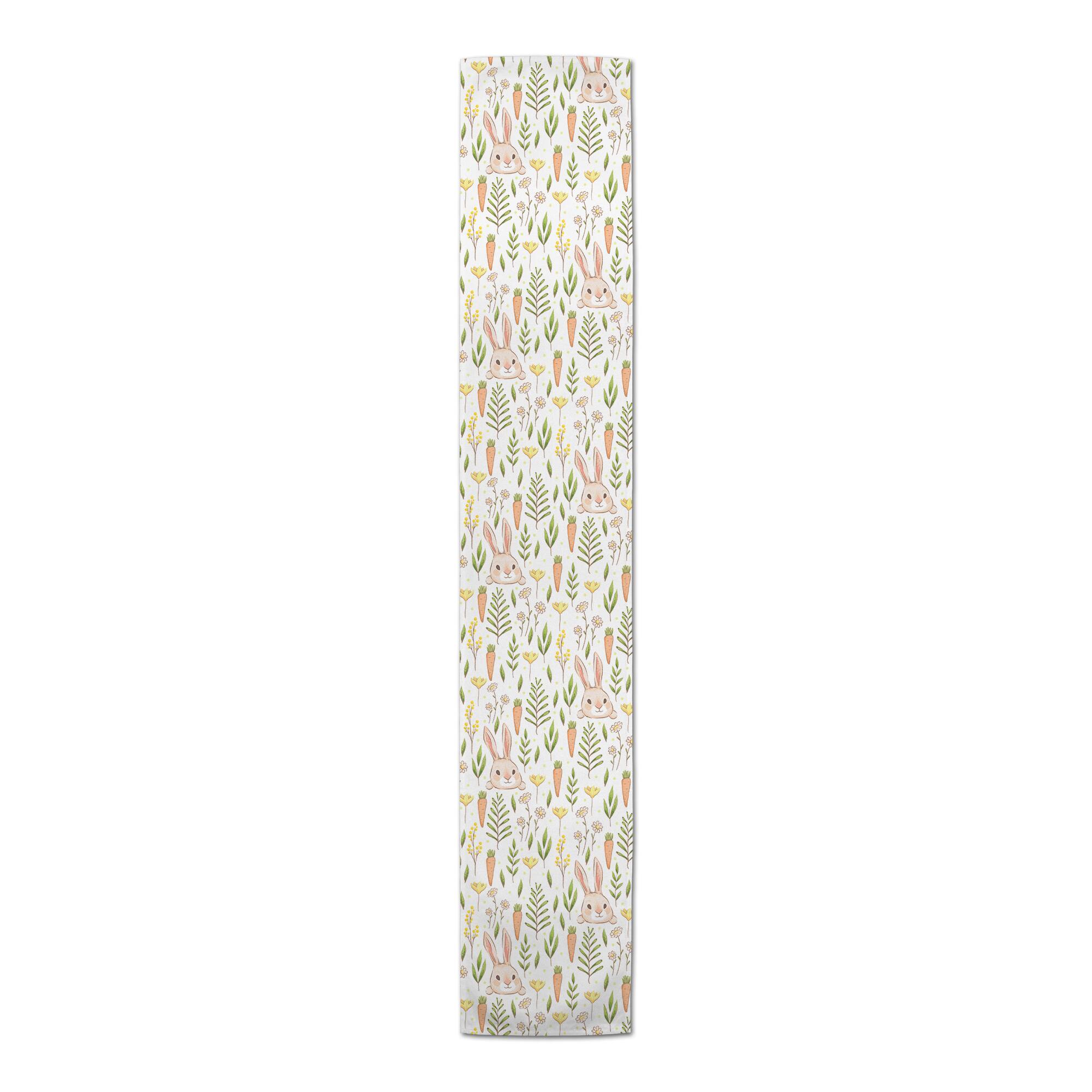 Bunny And Carrot Pattern Runner 2 16" x 90" Cotton Twill Runner